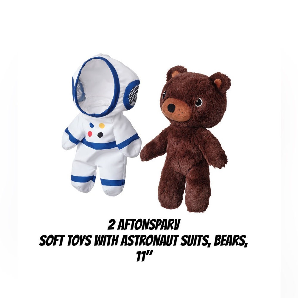 Plush Brown Bear with White Astronaut Suit - Set of 2